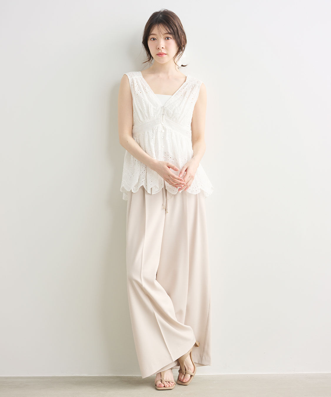 COCO DEAL「リボンベルト付きワイドパンツ」|スラックス|