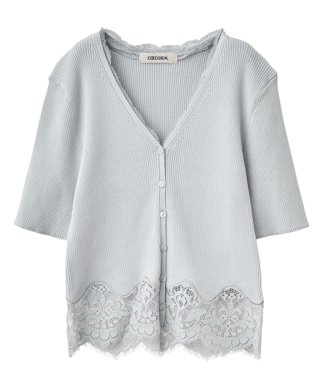 COCO DEAL「レースヘムドッキングニット」|ニット・セーター|ライトブルー
