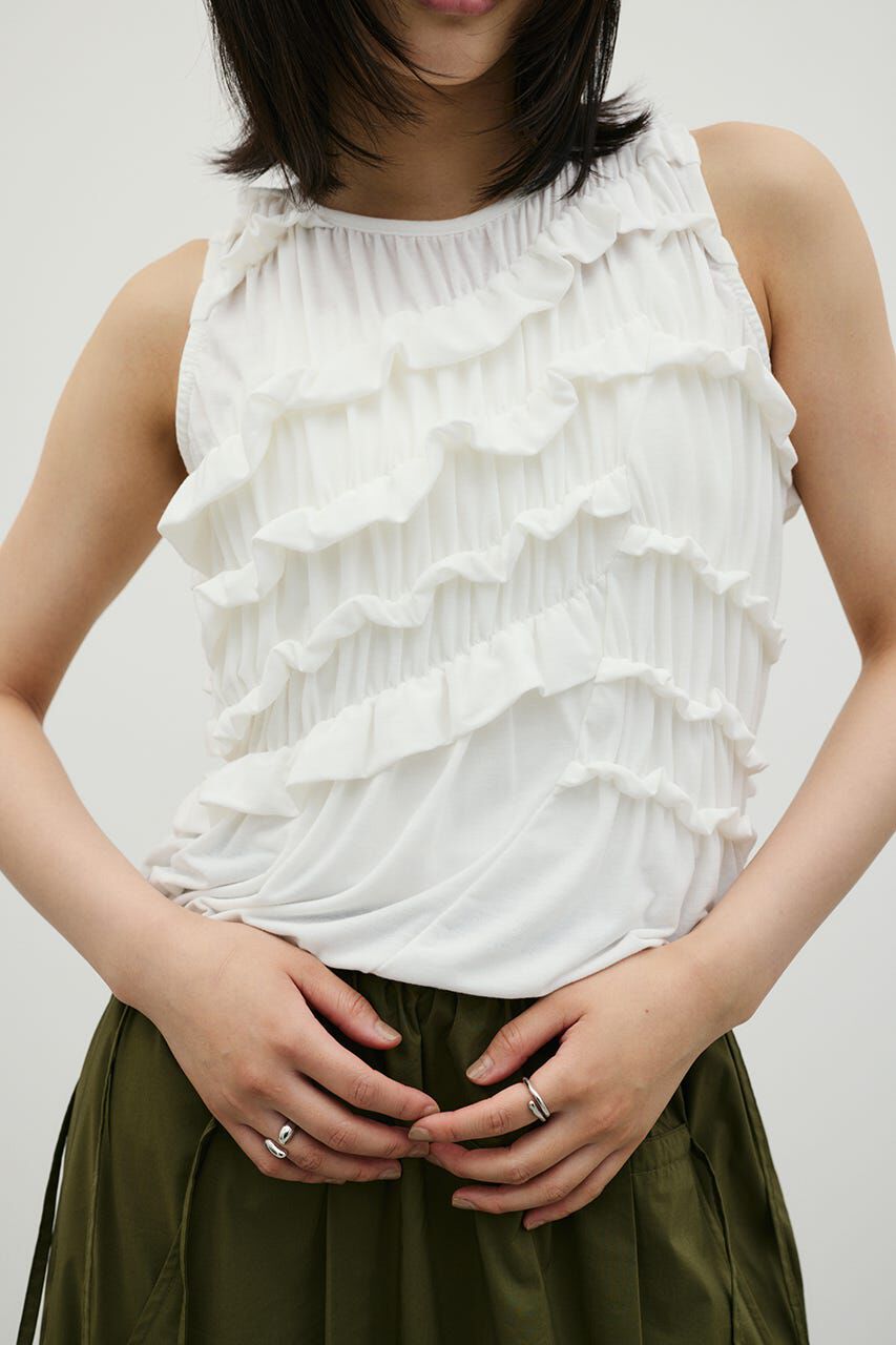 STYLEMIXER「ティアードギャザータンクトップ」|Tシャツ・カットソー|WHT