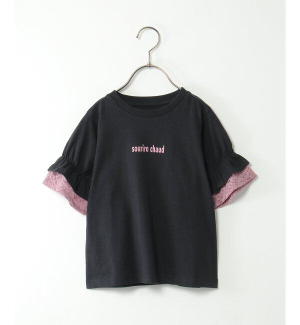 ikka kids「USAコットン レースティアードTシャツ（120~160cm）」|Tシャツ・カットソー|ブラック
