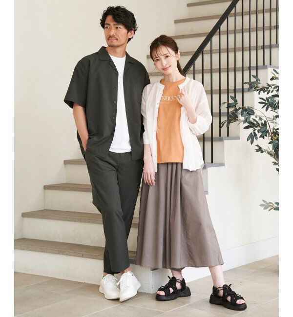 ikka「コットン楊柳バンドカラーシャツ」|シャツ・ブラウス|