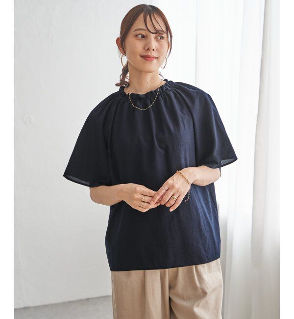 ikka「【接触冷感】襟フリル半袖ブラウス」|シャツ・ブラウス|