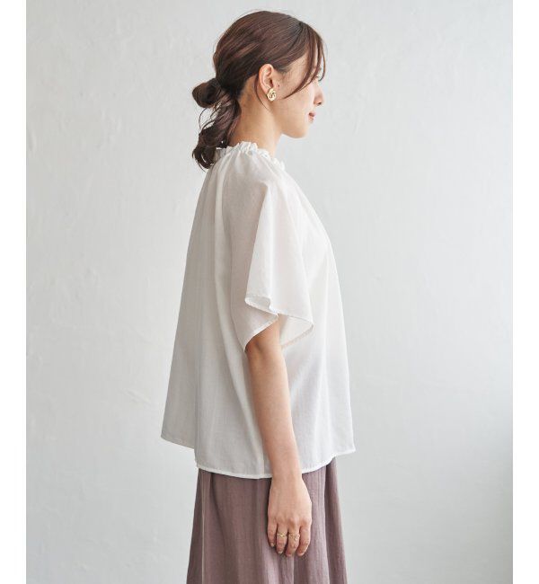 ikka「【接触冷感】襟フリル半袖ブラウス」|シャツ・ブラウス|
