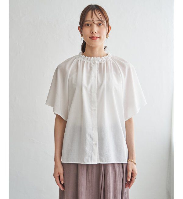 ikka「【接触冷感】襟フリル半袖ブラウス」|シャツ・ブラウス|