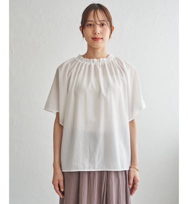 ikka「【接触冷感】襟フリル半袖ブラウス」|シャツ・ブラウス|