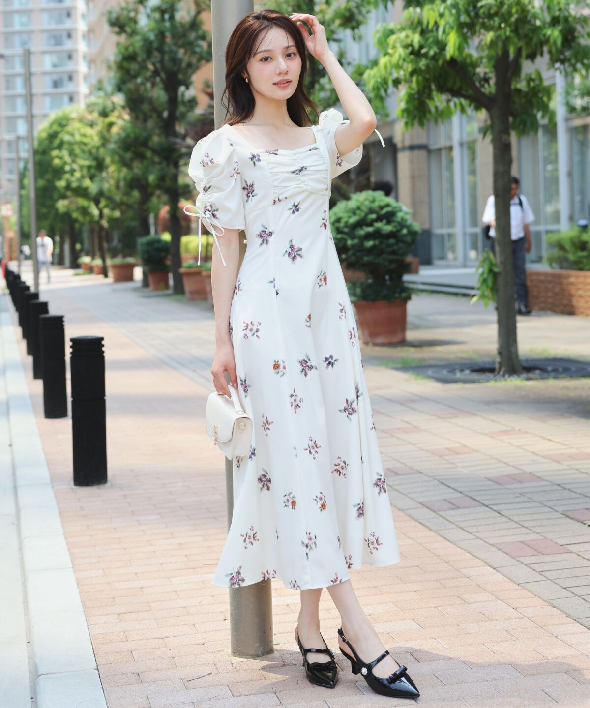 WILLSELECTION「フローラルベリープリントギャザースリーブワンピース」|ワンピース|