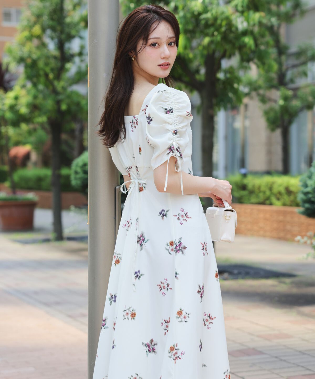 WILLSELECTION「フローラルベリープリントギャザースリーブワンピース」|ワンピース|