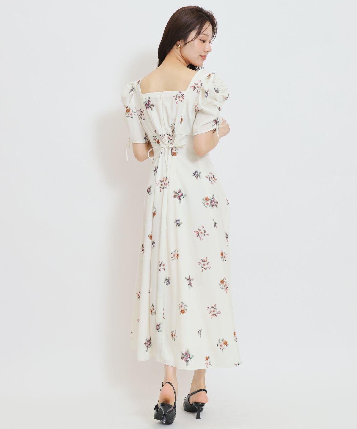 WILLSELECTION「フローラルベリープリントギャザースリーブワンピース」|ワンピース|