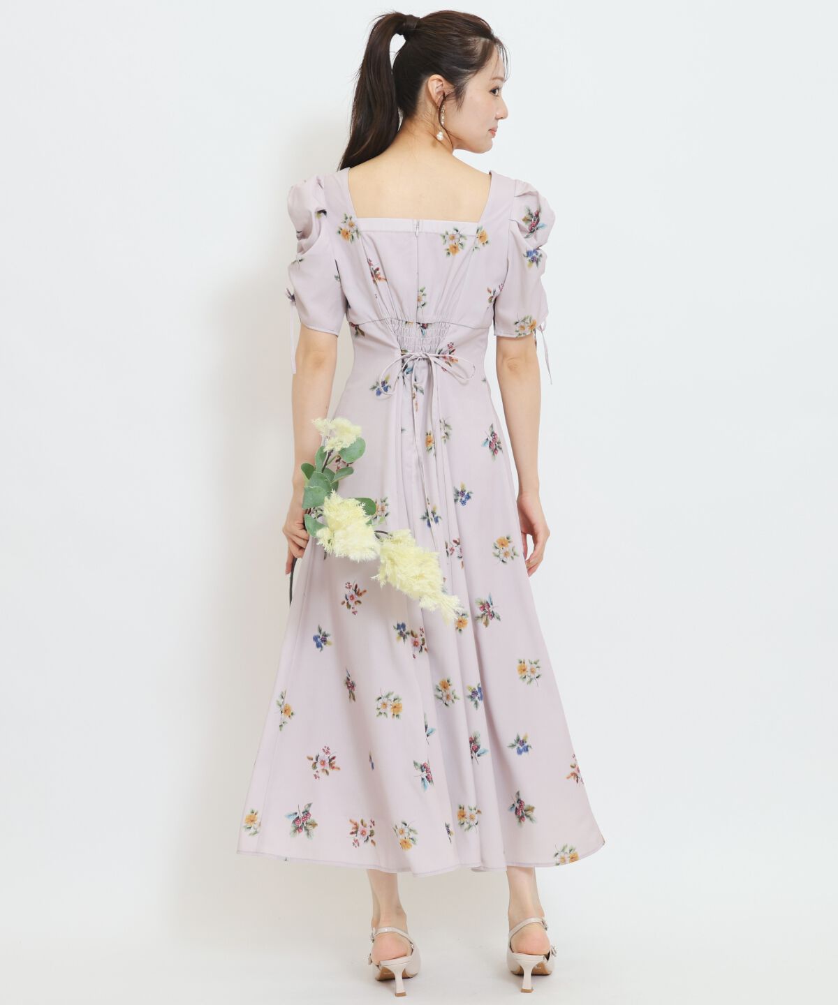 WILLSELECTION「フローラルベリープリントギャザースリーブワンピース」|ワンピース|