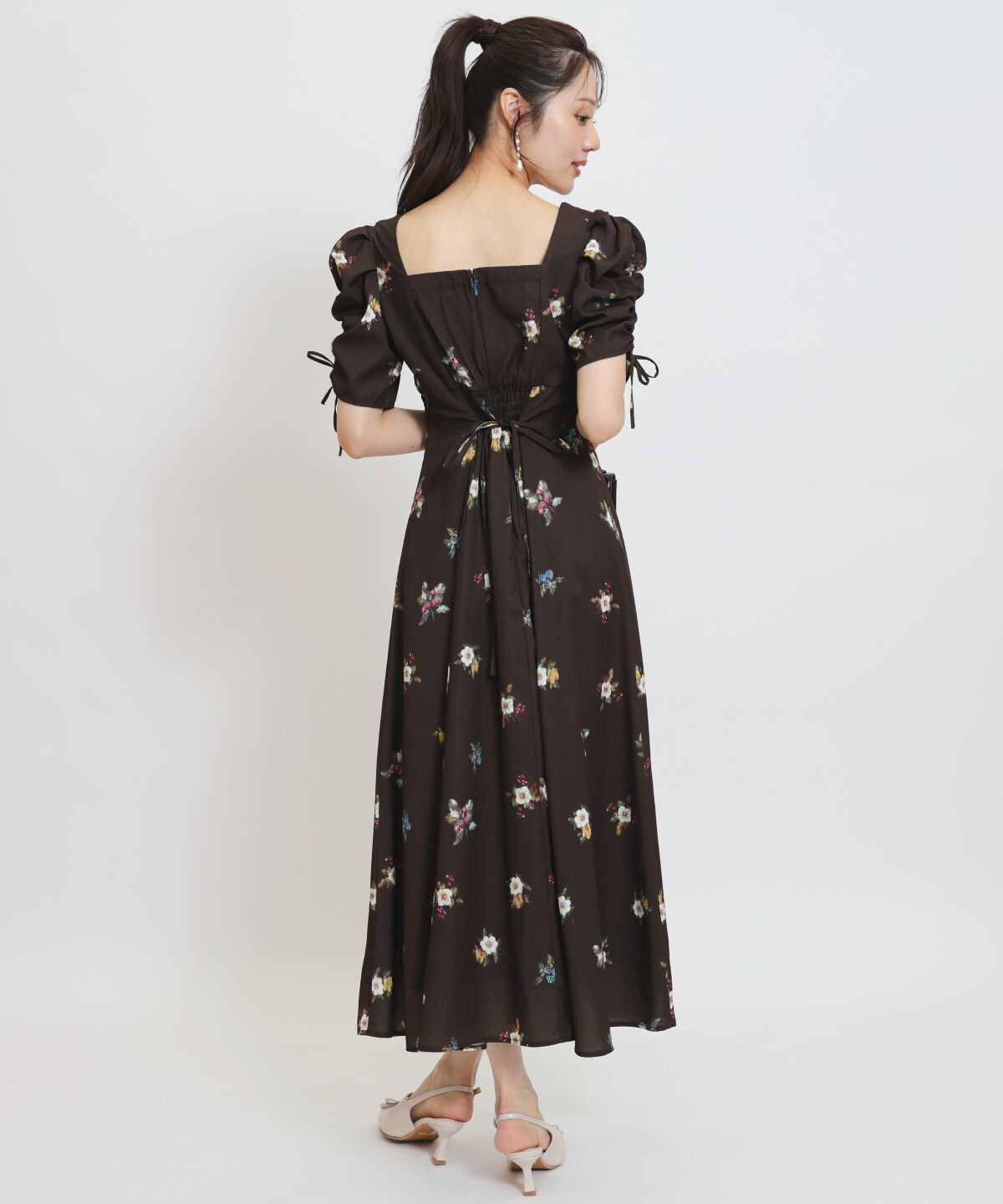 WILLSELECTION「フローラルベリープリントギャザースリーブワンピース」|ワンピース|
