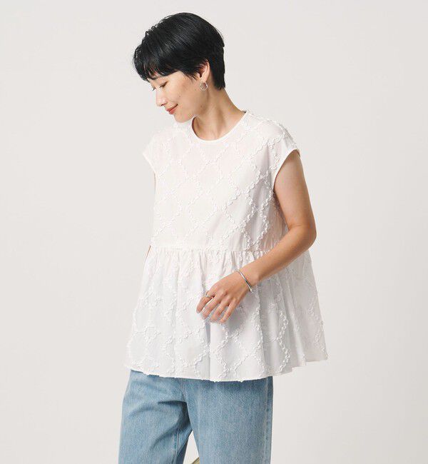 UNITED ARROWS「エンブロイダリー フリル フレンチスリーブ ブラウス」|シャツ・ブラウス|