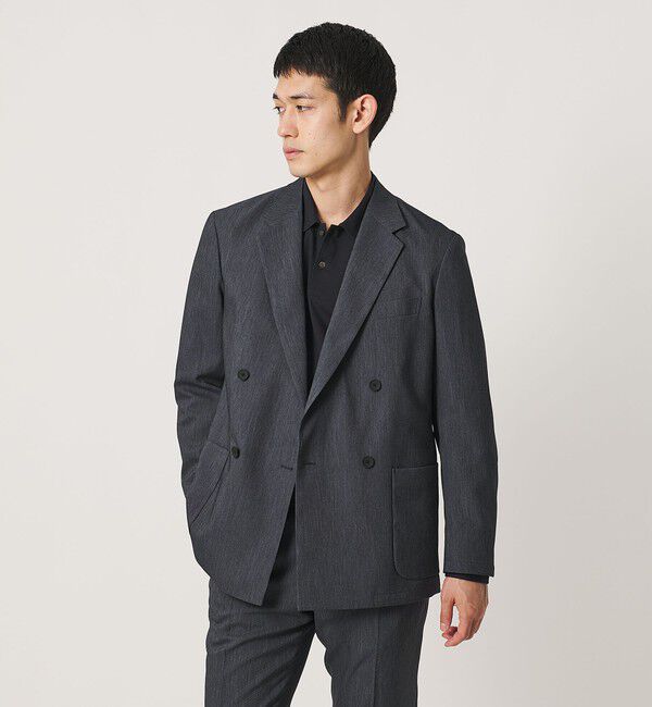 UNITED ARROWS「テックデニム ダブル 4ボタン テーラードジャケット UA COZY ウォッシャブル ヨコストレッチ」|テーラードジャケット|
