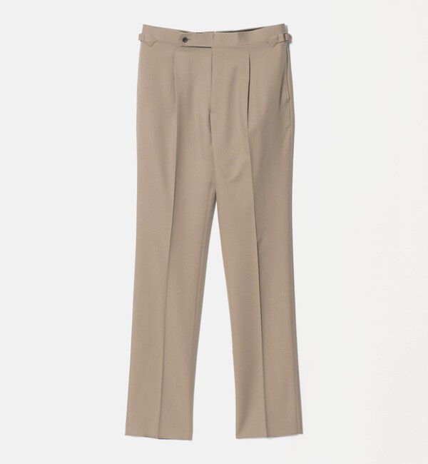 UNITED ARROWS「カバートクロス ツイル サイドアジャスター 1プリーツ テーパード スラックス」|チノ|