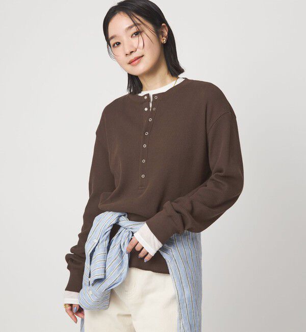 UNITED ARROWS green label relaxing「【WEB限定】＜at ease＞ワッフル ヘンリーネック ロングスリーブ カットソー」|Tシャツ・カットソー|
