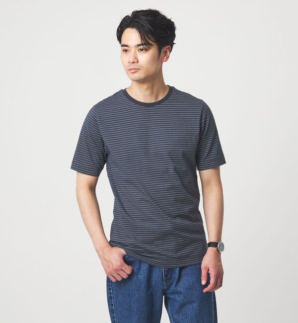 UNITED ARROWS green label relaxing「LONG FIBER COTTON ボーダー クルーネック 半袖 Tシャツ」|Tシャツ・カットソー|