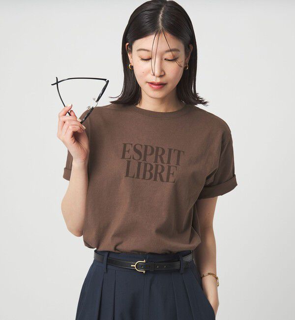 UNITED ARROWS green label relaxing「【WEB限定】＜at ease＞フロッキープリント カットソー」|Tシャツ・カットソー|DK.BROWN