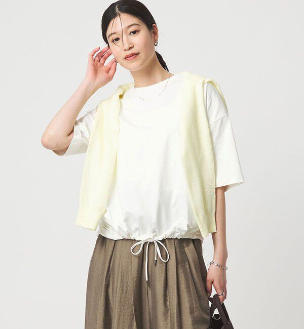 UNITED ARROWS green label relaxing「【WEB限定】＜at ease＞ドロスト カットソー 接触冷感 UVカット 遮熱」|Tシャツ・カットソー|WHITE