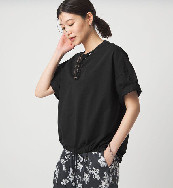 UNITED ARROWS green label relaxing「【WEB限定】＜at ease＞ドロスト カットソー 接触冷感 UVカット 遮熱」|Tシャツ・カットソー|BLACK