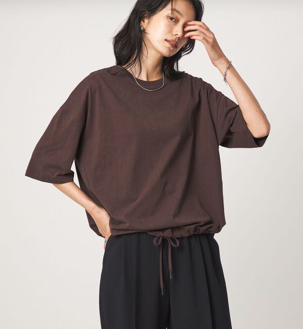 UNITED ARROWS green label relaxing「【WEB限定】＜at ease＞ドロスト カットソー 接触冷感 UVカット 遮熱」|Tシャツ・カットソー|DK.BROWN