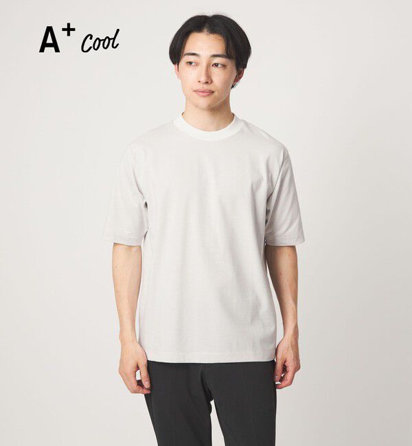 UNITED ARROWS green label relaxing「A+ COOL ミジンボーダー ビズ クルーネック カットソー Tシャツ -接触冷感・吸水速乾-」|Tシャツ・カットソー|WHITE