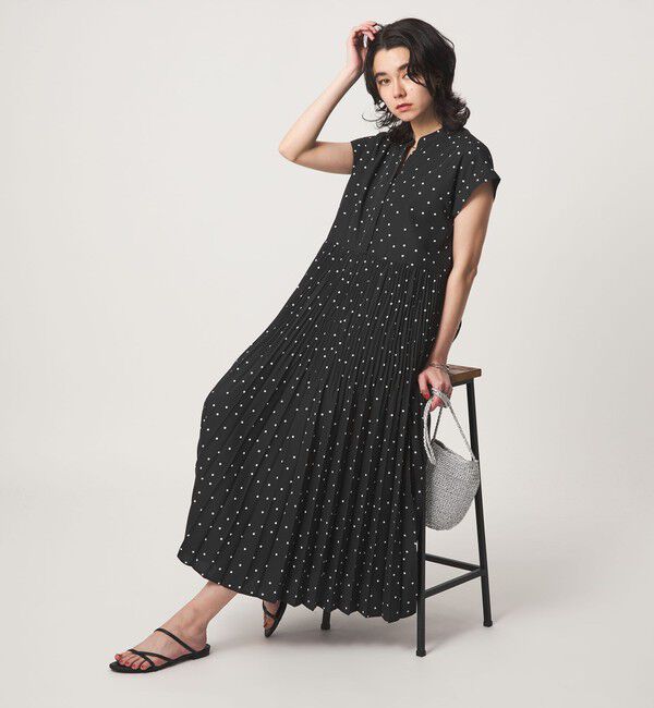 UNITED ARROWS green label relaxing「［size SHORT/TALLあり］全方位映えプリーツワンピ ドット」|ワンピース|