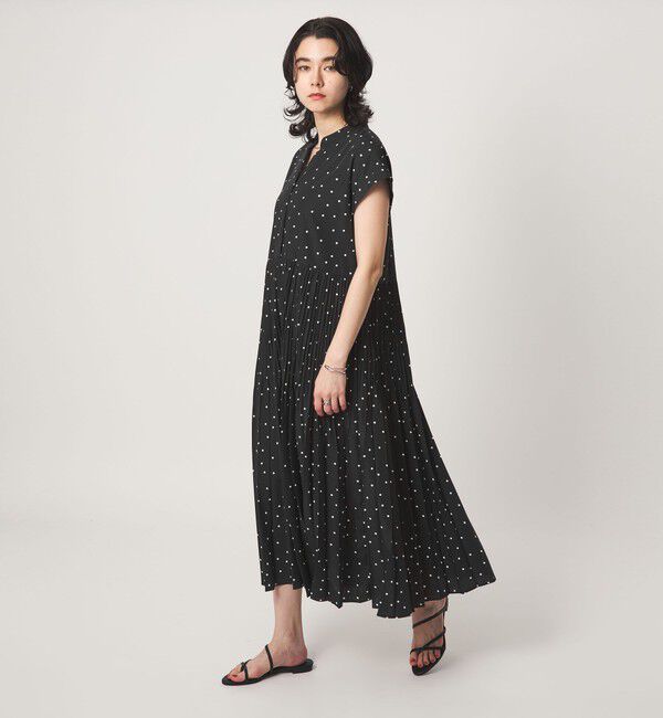 UNITED ARROWS green label relaxing「［size SHORT/TALLあり］全方位映えプリーツワンピ ドット」|ワンピース|