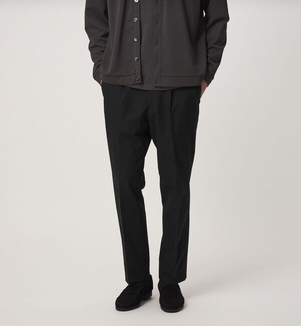 UNITED ARROWS green label relaxing「A+ air ポリエステル ミニ チェック 1プリーツ スラックス」|スラックス|BLACK