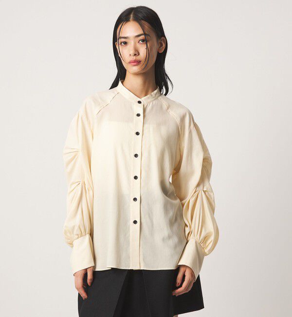 EMMEL REFINES「＜EMMEL REFINES＞EM バンドカラー ソデタック シャツ」|シャツ・ブラウス|CREAM