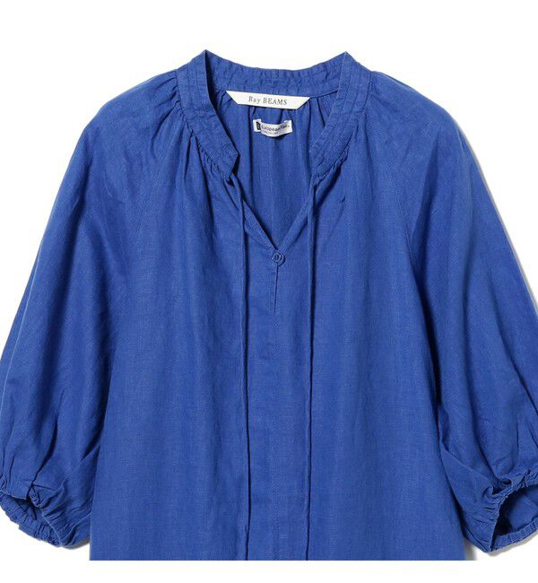 Ray BEAMS 「リネン バルーンスリーブ ワンピース 夏ワンピース 麻 リネン パフスリーブ 日除け 涼しい 大人カジュアル」|ワンピース|