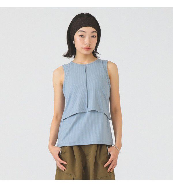 Ray BEAMS 「カットアウト レイヤード ノースリーブ」|Tシャツ・カットソー|BLUE