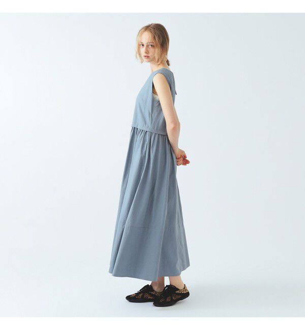 Ray BEAMS 「ギャザー キリカエ Vネック ノースリーブ ワンピース」|ワンピース|