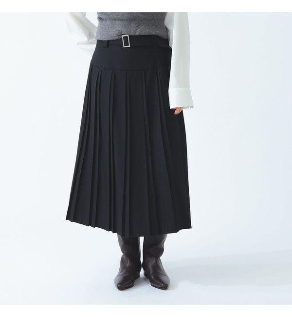 Ray BEAMS 「チェック プリーツ ミディ スカート」|スカート|BLACK