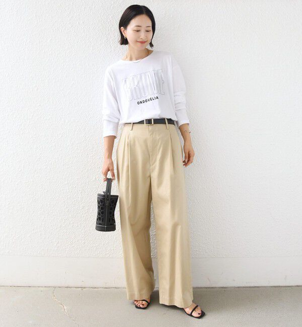 SHIPS for women「《予約》メルティ コットン ロゴ ロング スリーブ TEE」|Tシャツ・カットソー|