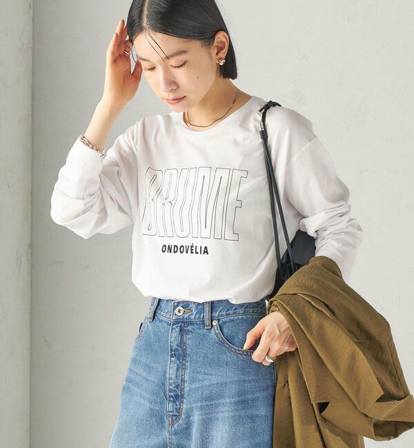 SHIPS for women「《予約》メルティ コットン ロゴ ロング スリーブ TEE」|Tシャツ・カットソー|
