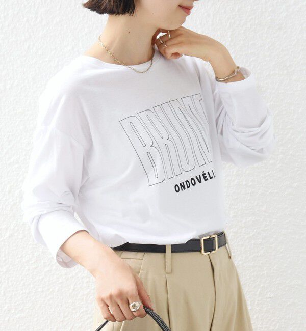 SHIPS for women「《予約》メルティ コットン ロゴ ロング スリーブ TEE」|Tシャツ・カットソー|