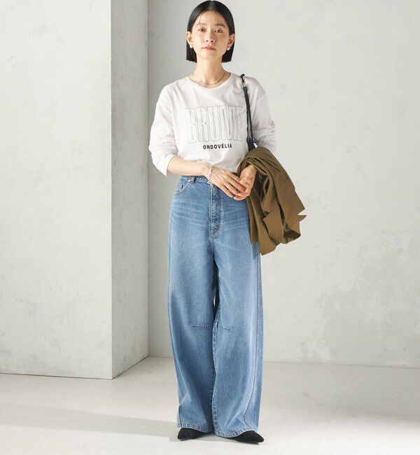 SHIPS for women「《予約》メルティ コットン ロゴ ロング スリーブ TEE」|Tシャツ・カットソー|