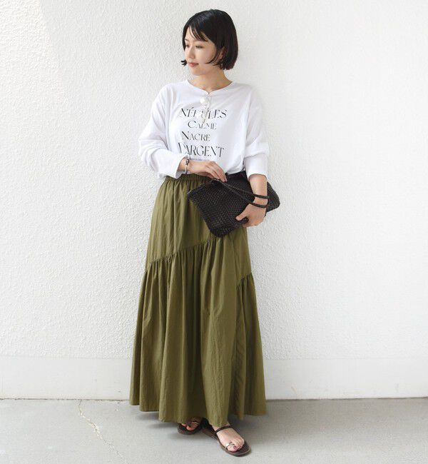 SHIPS for women「《予約》メルティ コットン ロゴ ロング スリーブ TEE」|Tシャツ・カットソー|