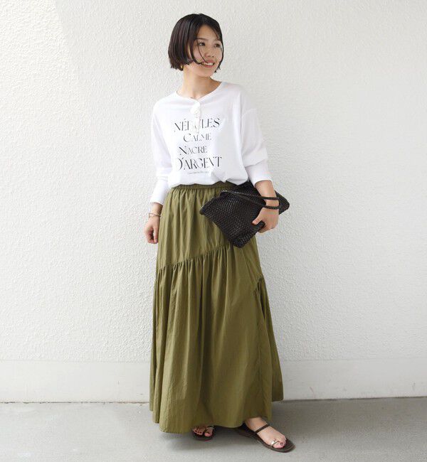 SHIPS for women「《予約》メルティ コットン ロゴ ロング スリーブ TEE」|Tシャツ・カットソー|