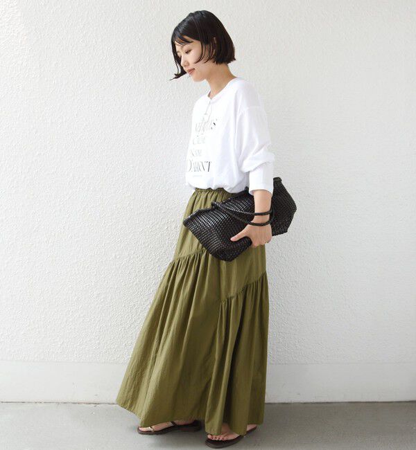 SHIPS for women「《予約》メルティ コットン ロゴ ロング スリーブ TEE」|Tシャツ・カットソー|