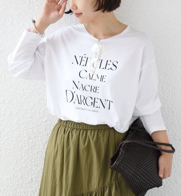 SHIPS for women「《予約》メルティ コットン ロゴ ロング スリーブ TEE」|Tシャツ・カットソー|