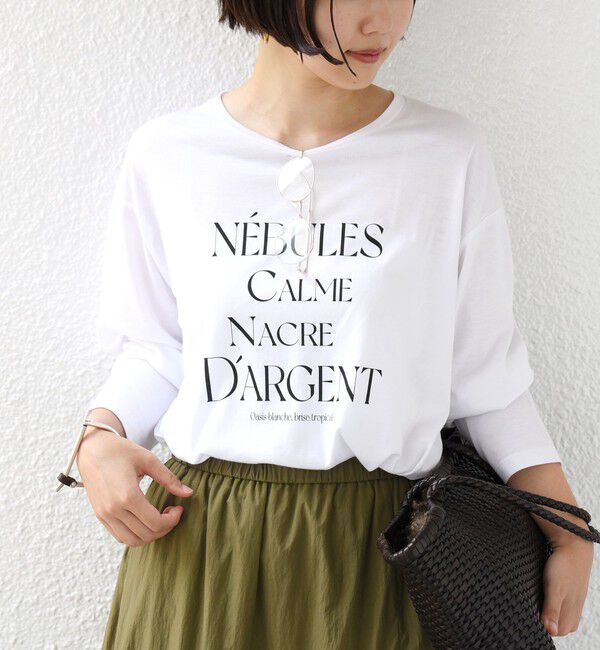 SHIPS for women「《予約》メルティ コットン ロゴ ロング スリーブ TEE」|Tシャツ・カットソー|