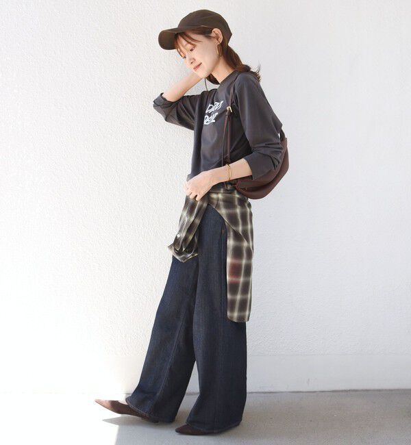SHIPS for women「《予約》メルティ コットン ロゴ ロング スリーブ TEE」|Tシャツ・カットソー|
