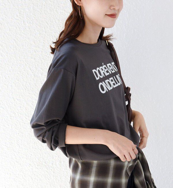 SHIPS for women「《予約》メルティ コットン ロゴ ロング スリーブ TEE」|Tシャツ・カットソー|