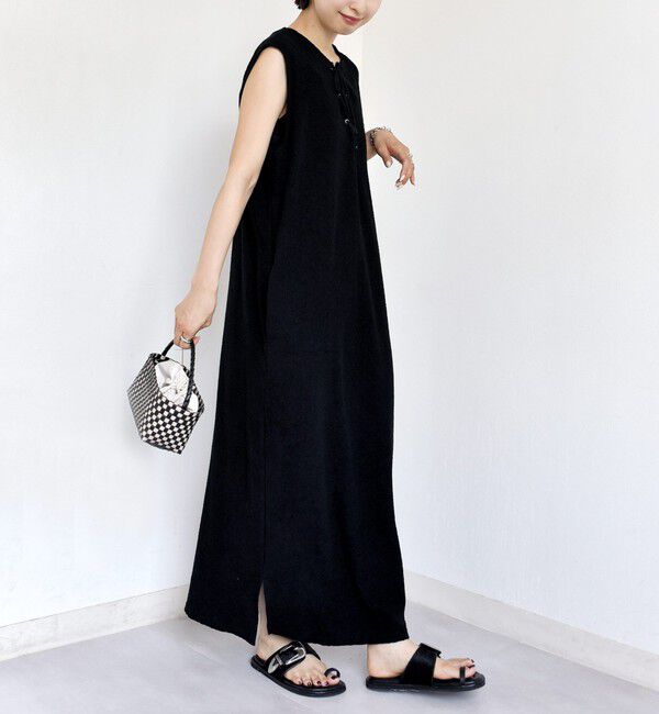SHIPS for women「〈手洗い可能〉ランダム パイル レースアップ ワンピース」|ワンピース|