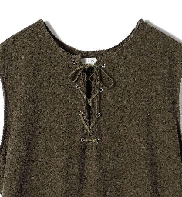 SHIPS for women「〈手洗い可能〉ランダム パイル レースアップ ワンピース」|ワンピース|
