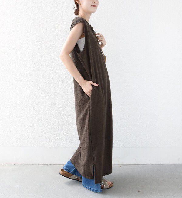 SHIPS for women「〈手洗い可能〉ランダム パイル レースアップ ワンピース」|ワンピース|