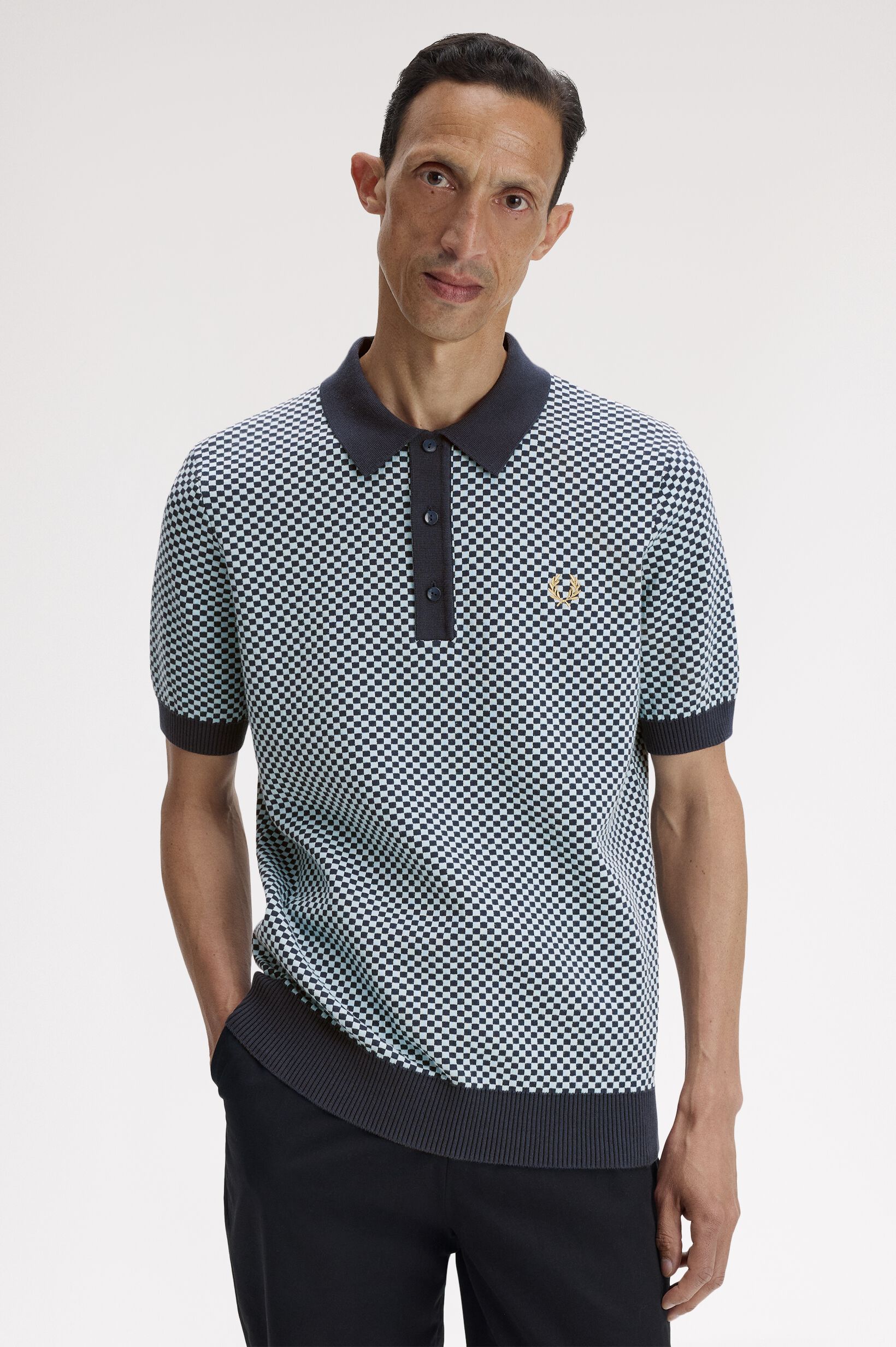 FRED PERRY 「Chequerboard Knitted Shirt／チェッカーボードニットポロシャツ」|ポロシャツ|