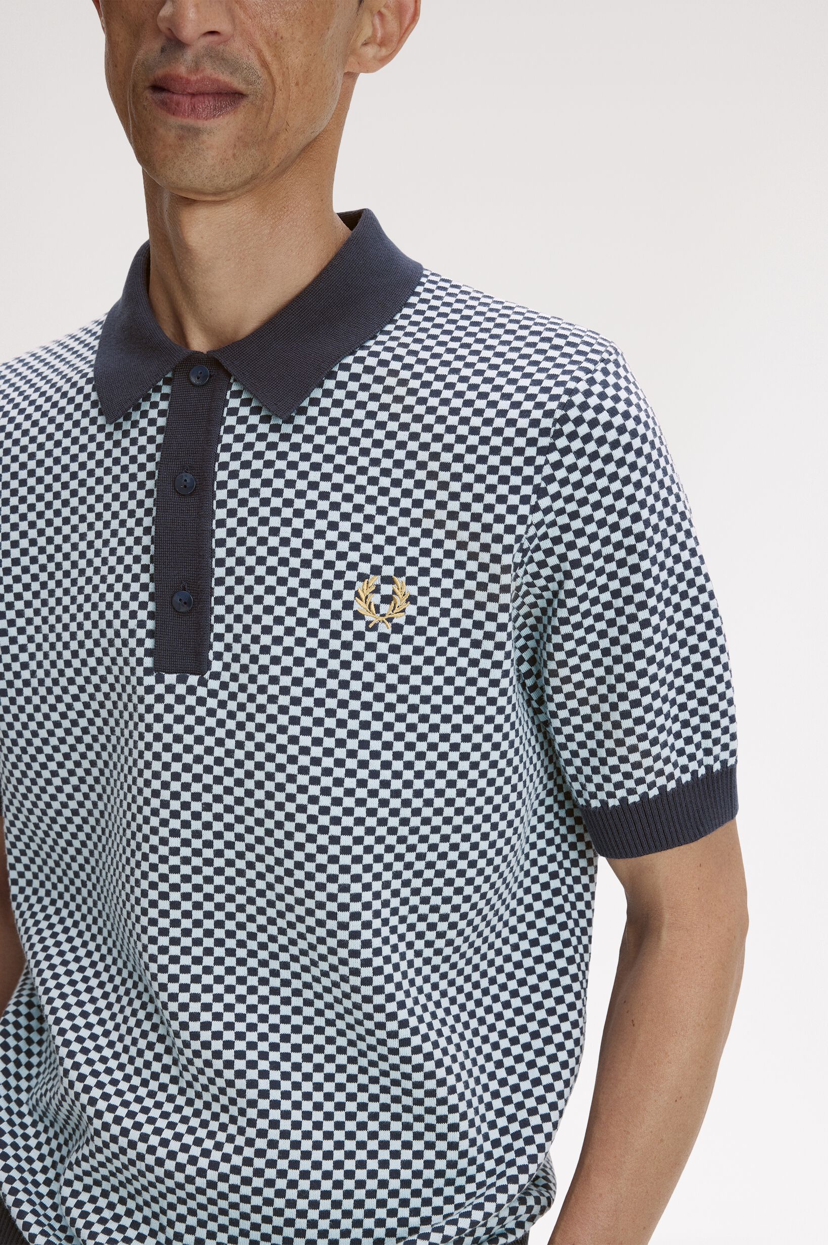 FRED PERRY 「Chequerboard Knitted Shirt／チェッカーボードニットポロシャツ」|ポロシャツ|