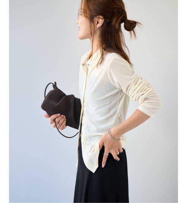 OUTDOOR PRODUCTS Usual Things「≪予約≫襟付きシアーベロアカーディガン」|カーディガン|