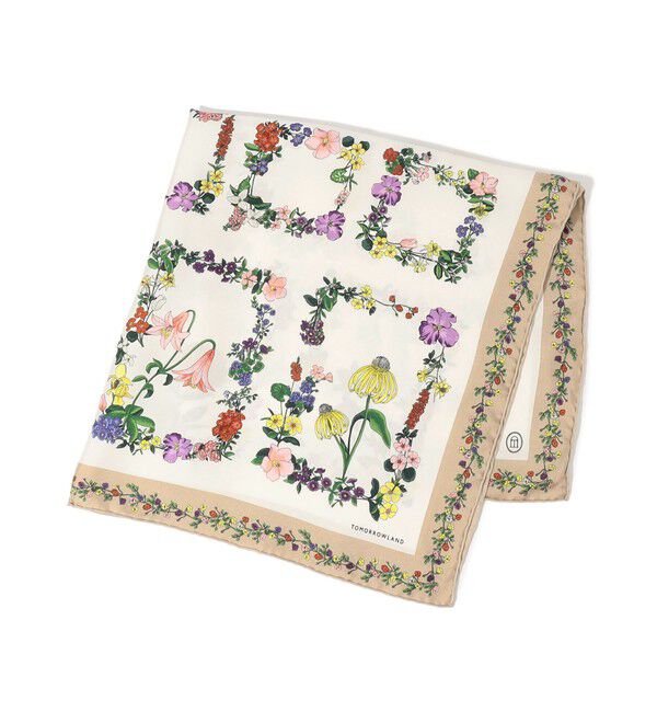TOMORROWLAND GOODS「ATELIER TOMORROW FLOWER FLAME シルク スカーフ」|バンダナ・スカーフ|12 ホワイト系